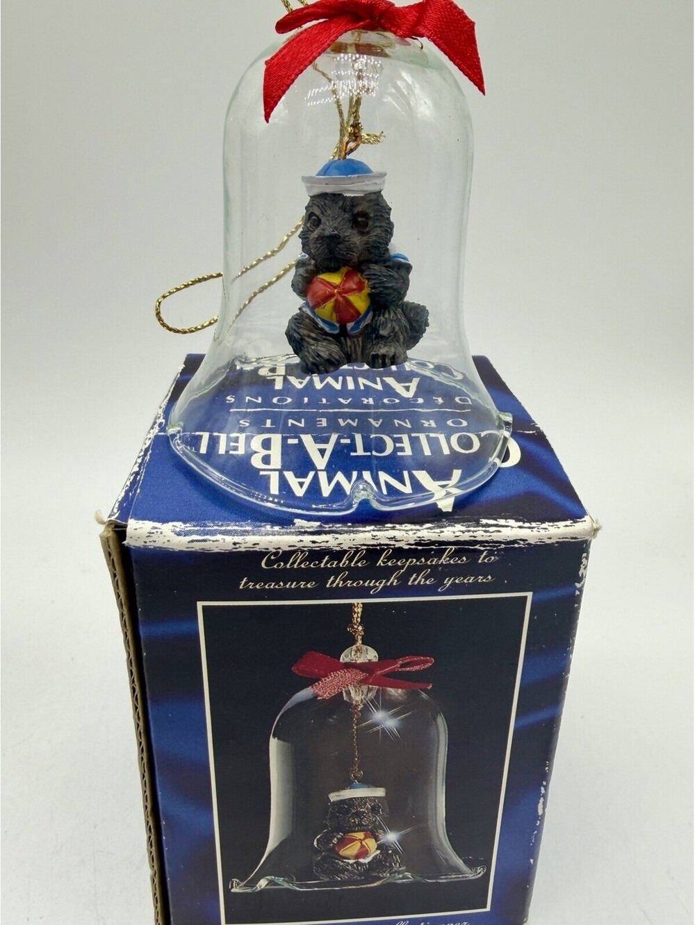 Vintage Otter Animal Collect A Bell Xmas Ornament Glass Bell Porcelain Bisque